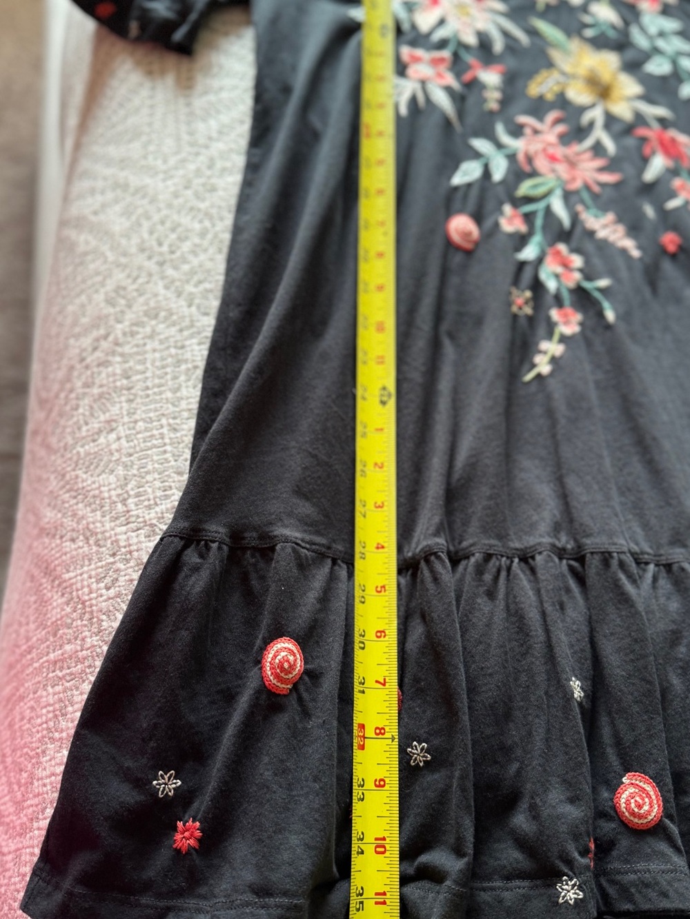 Johnny Was Black Floral Embroidered Mini Dress - Picture 3 of 5